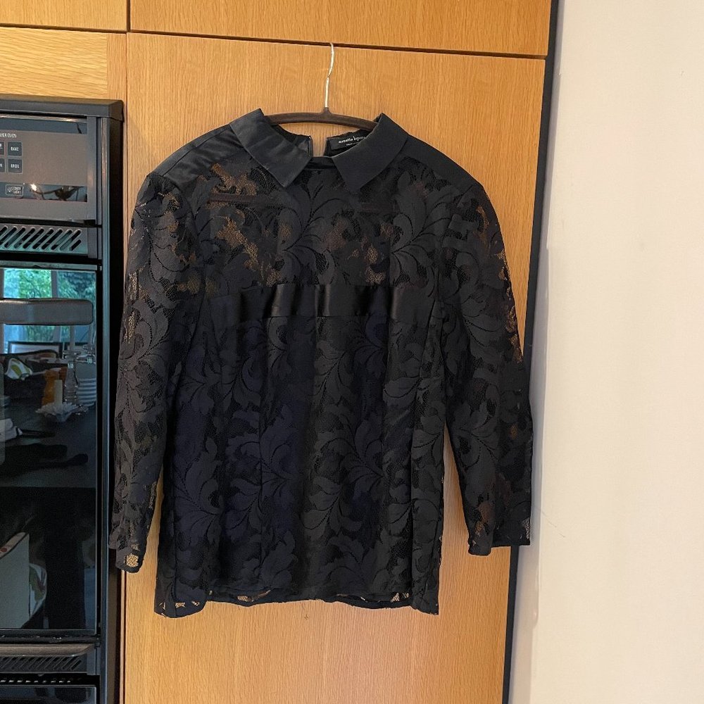 Lace and Satin Stripe Blouse